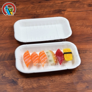 Plato de bandeja de pulpa de sushi de fruta biodegradable
