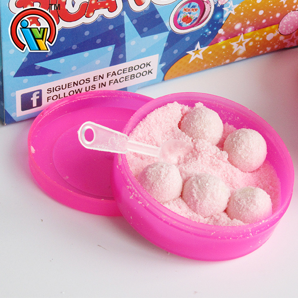 chewing bubble gum with powder candy
