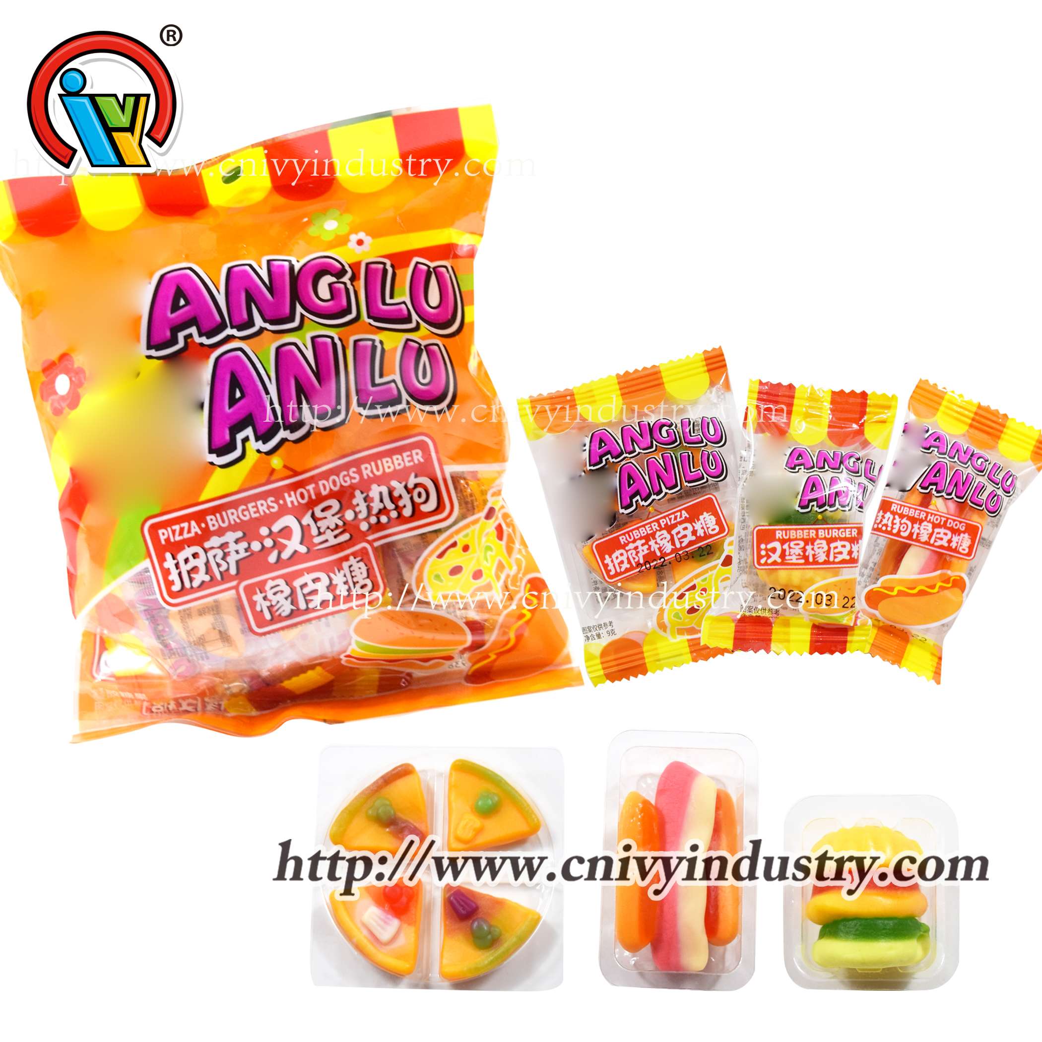 3 in 1 burger hot dog pizza gummy candy wholesale 