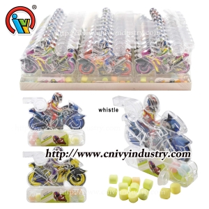 caramelos de juguete motocicleta silbato de plástico caramelos de juguete